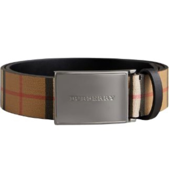 Burberry Accessories - 100% AUTHENTIC Burberry Plaque Buckle Vintage Check Leather Belt Size 30-75